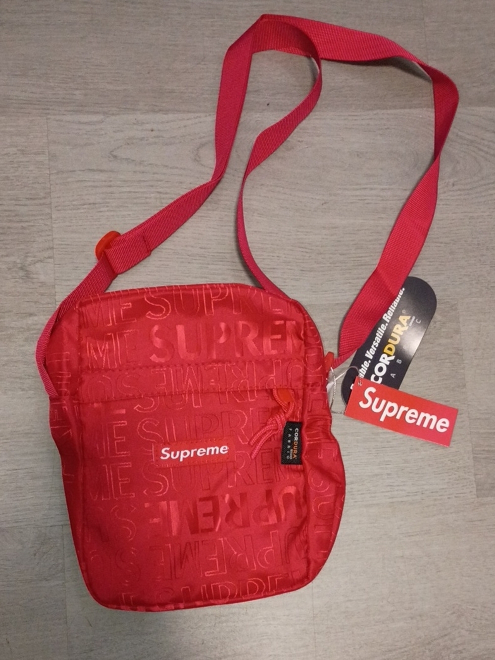 Supreme Red Cordura Shoulder Bag with Logo